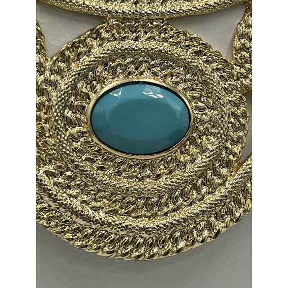 Wendy Williams Oval Shape Blue Turquoise Crescents 17" Statement Necklace NWOT - Picture 2 of 14